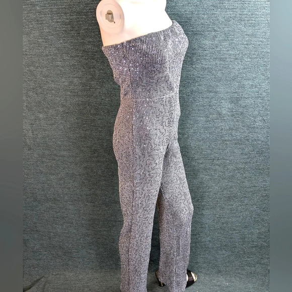 Wild Fable Strapless Tube Jumpsuit, Silver Sequined Dark Blue - Picture 9 of 14